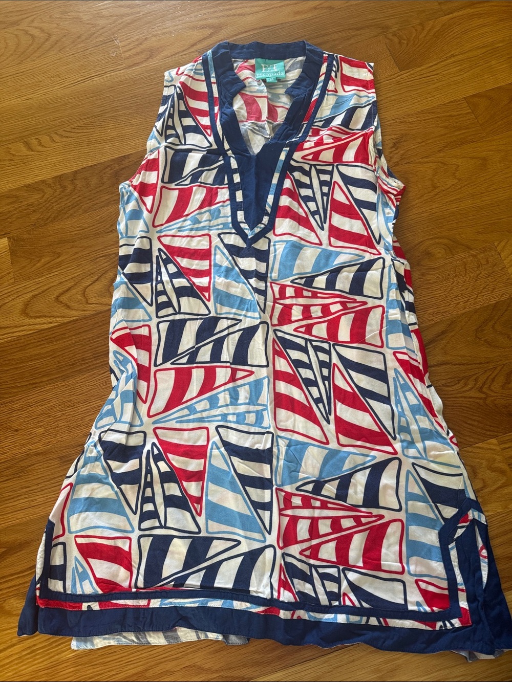 escapada Sleeveless Nautical Sail Print Mini Dress - Red, Blue, White